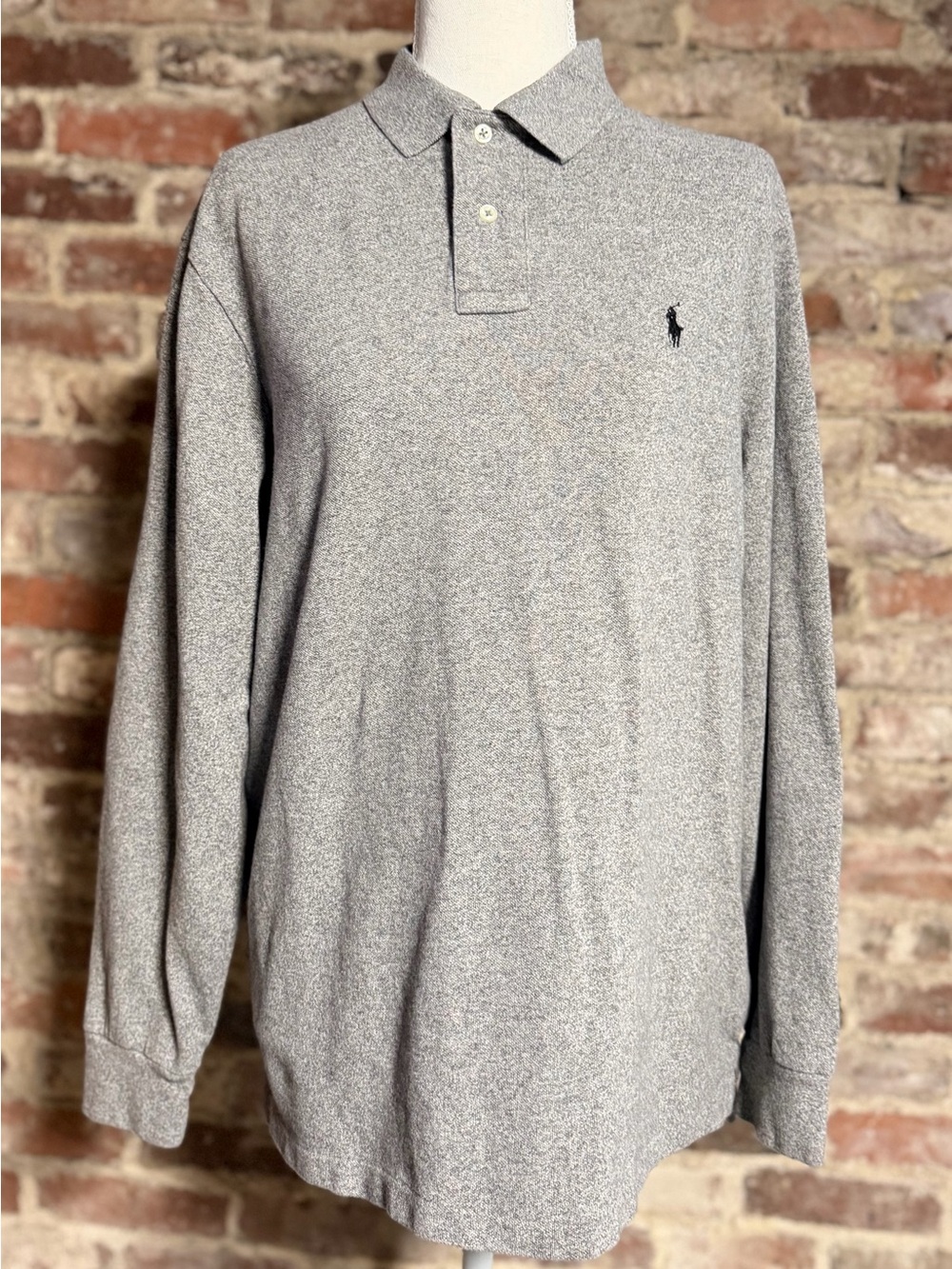 Polo by Ralph Lauren Heather Gray Long-Sleeve Polo with Logo